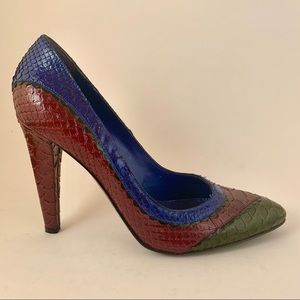 VTG Sergio Rossi Colorful Snakeskin Pointed Pumps